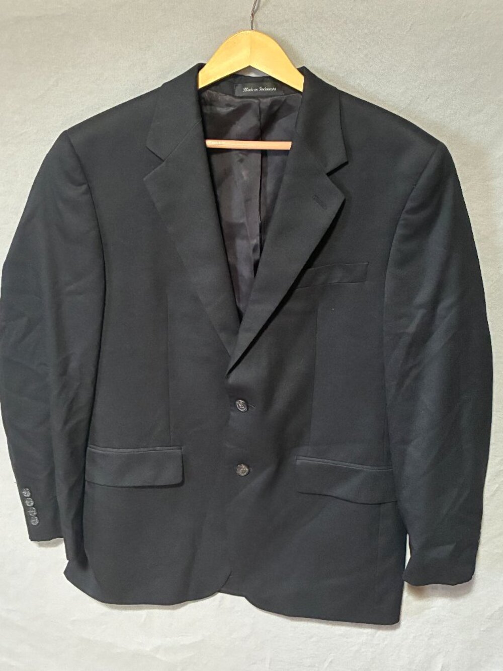 Van Heusen Suit Separates Black 100% Wool Sport Coat Blazer Jacket 38R Office